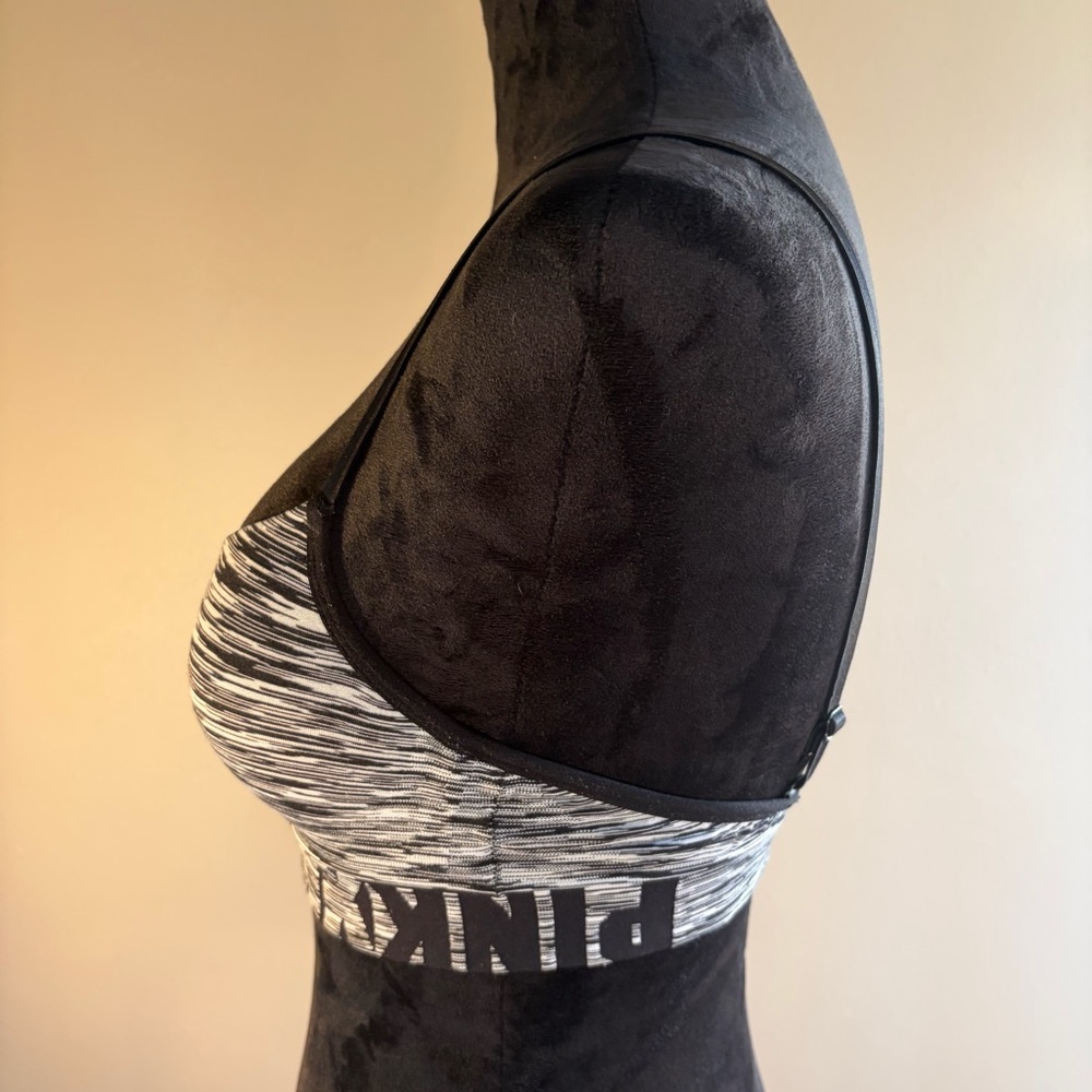 Victoria’s Secret PINK Cool & Comfy Wireless Sports Bra Gray Space Dye Sz Small - Picture 7 of 16